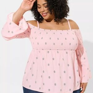 Torrid Blush Floral Off-Shoulder Blouse